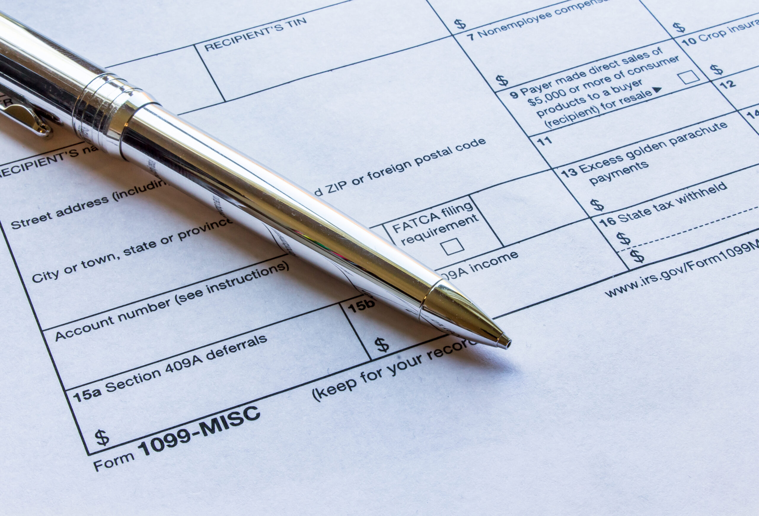 1099 Tax Form with pen